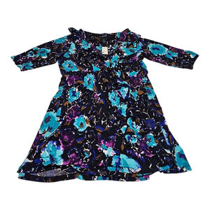 NWT LANE BRYANT WM PLUSE SZ 22/24 FAUX FLOWER WRAP DRESS WITH LOOPS FOR BELT.